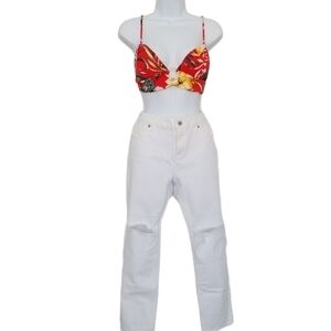 Liz Classic Fit Distressed White Ankle Jeans Sz10